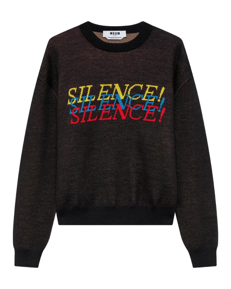 MSGM Pullover mit Slogan-Intarsie - Braun Braun