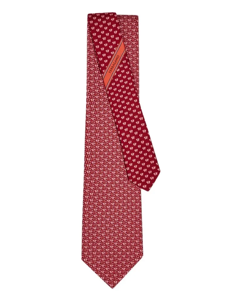 Ferragamo Seidenkrawatte mit Schmetterlingen - Rot Rot