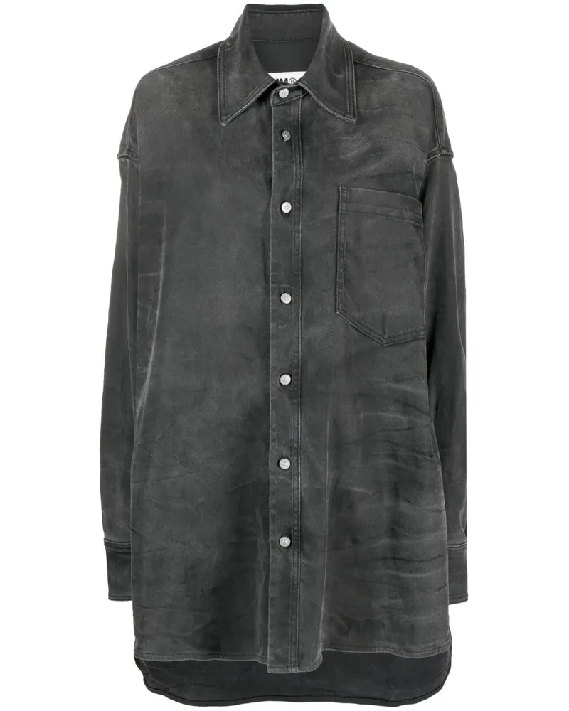 Maison Margiela Jeans-Shorts mit Knitteroptik - Schwarz Schwarz