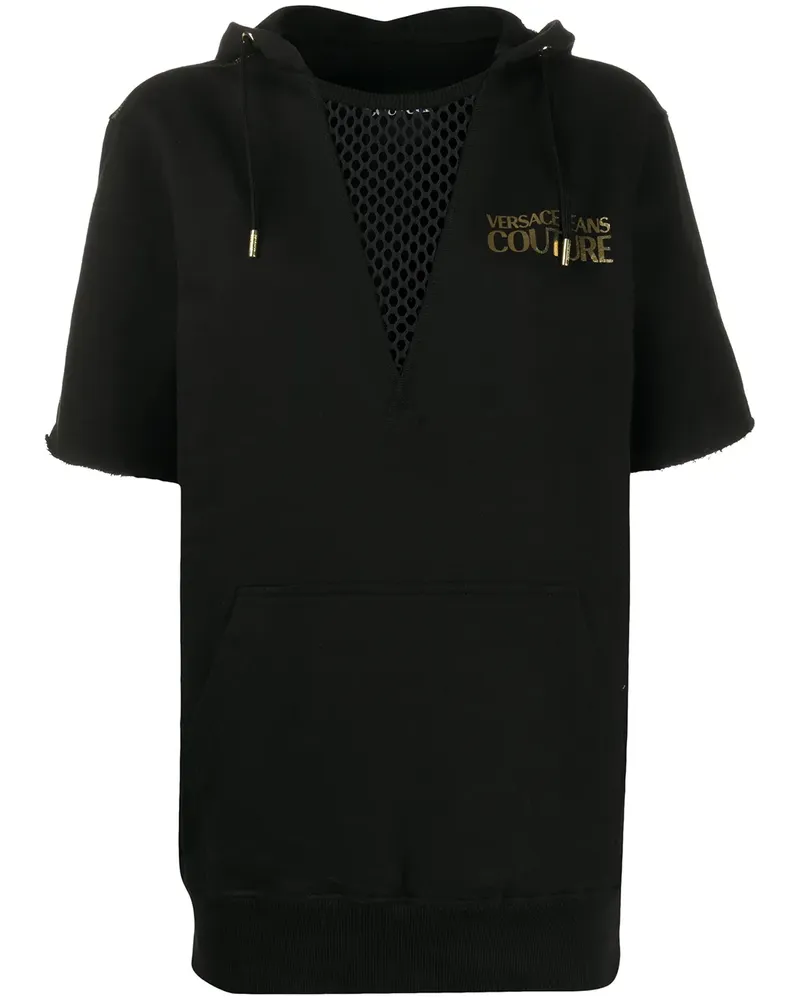 Versace Jeans Kapuzenpullover in Netzoptik - Schwarz Schwarz