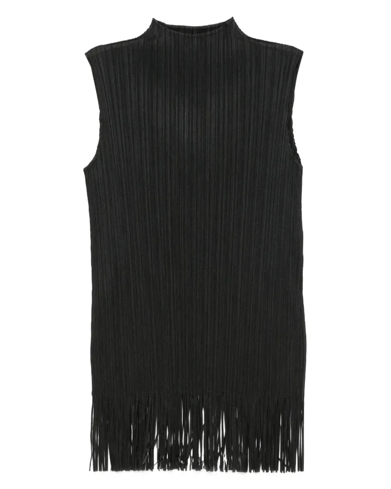 Issey Miyake pleated fringe top - Schwarz Schwarz