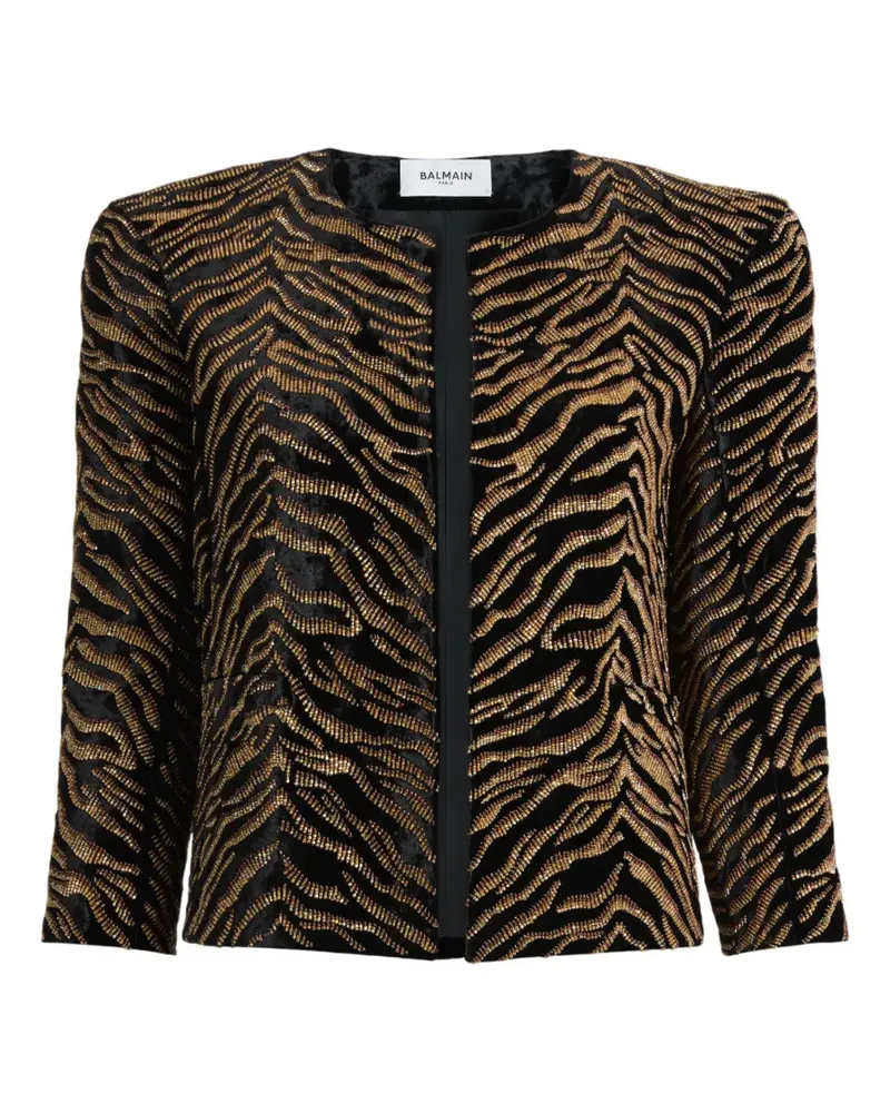 Balmain Jacke aus Samt mit Tigerstickerei - Schwarz Schwarz