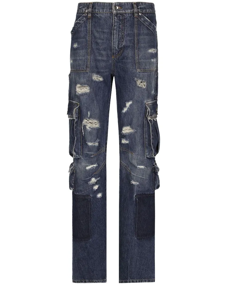 Dolce & Gabbana Gerade Jeans im Distressed-Look Blau