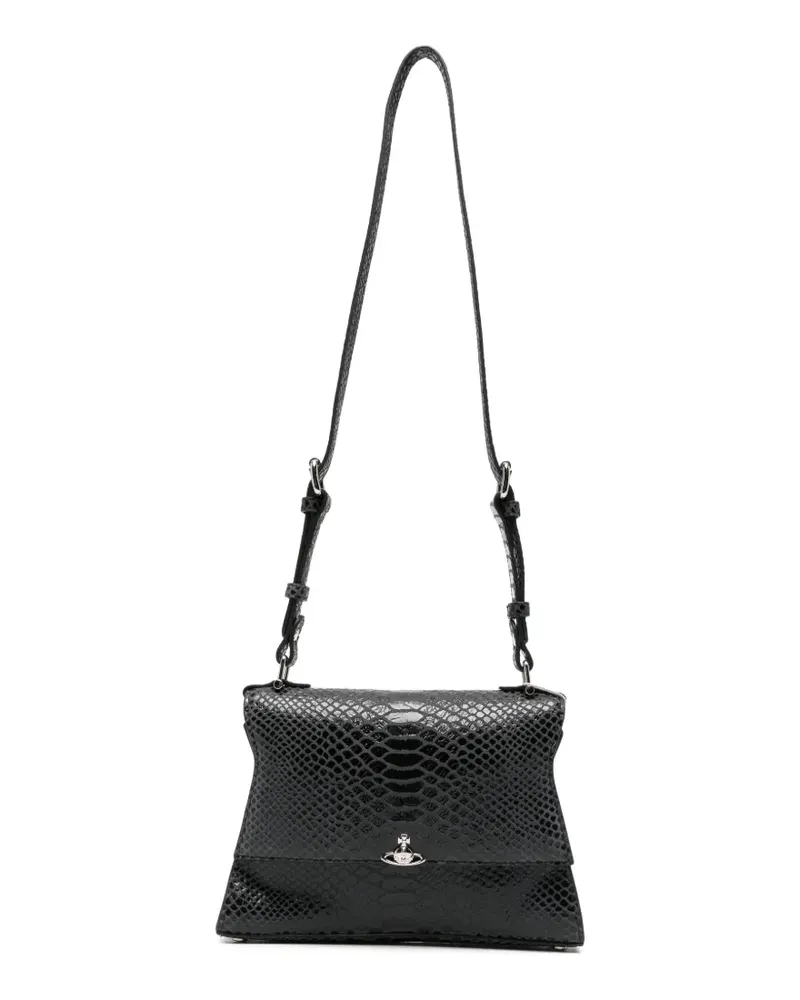 Vivienne Westwood Orb-detail snakeskin-effect shoulder bag - Grau Grau
