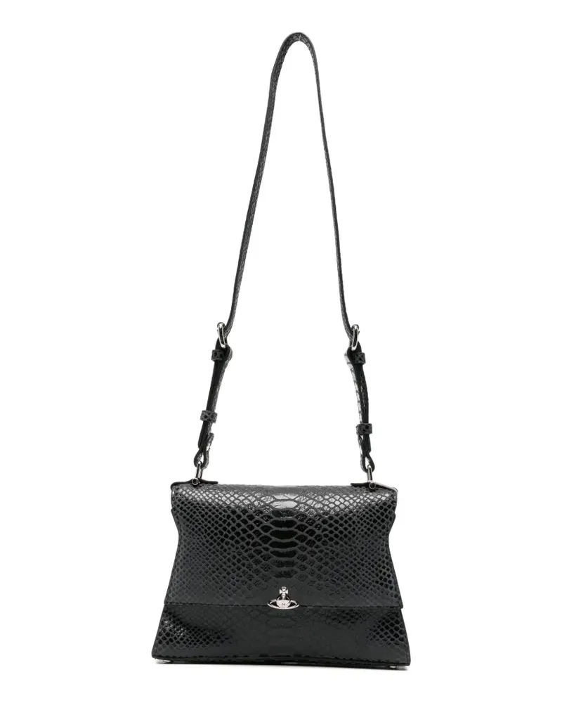 Vivienne Westwood Orb-detail snakeskin-effect shoulder bag - Grau Grau