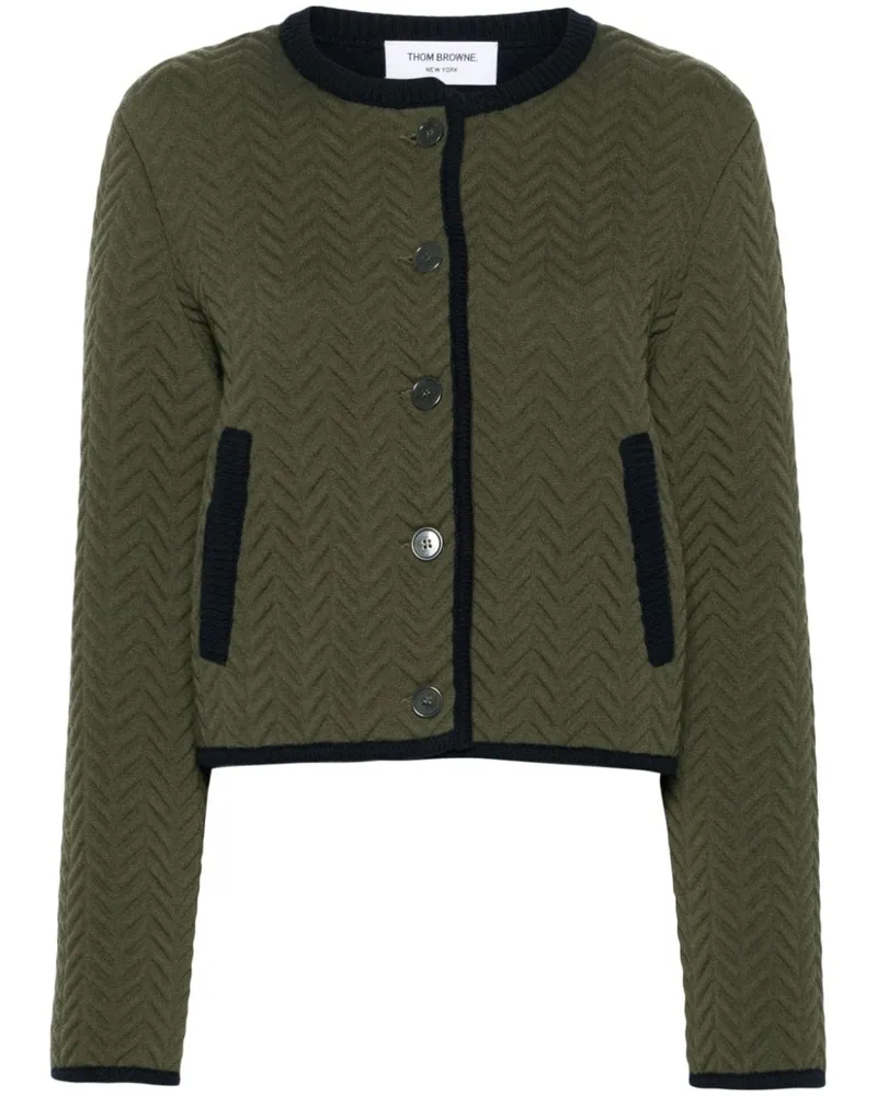 Thom Browne Cardigan mit Fischgrätenmuster - Grün Grün