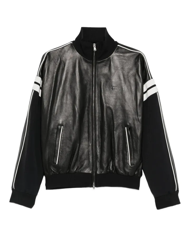 Wales Bonner Lederjacke mit Reißverschluss - Schwarz Schwarz