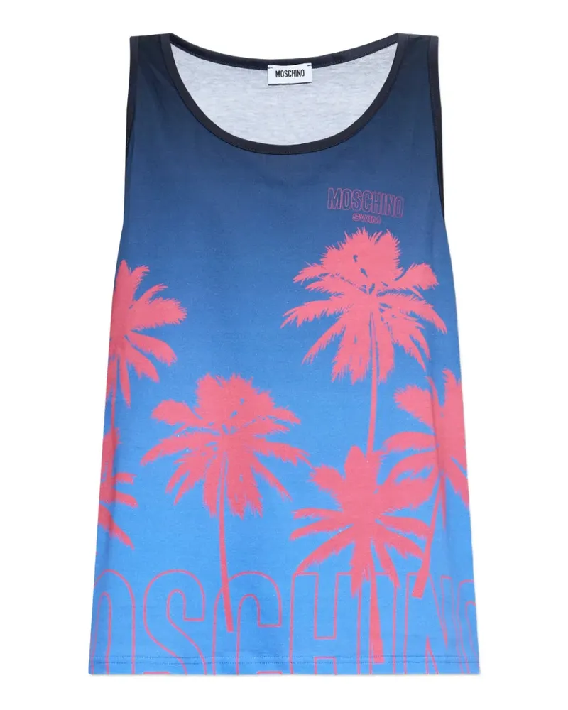Moschino palm-tree-print tank top - Blau Blau