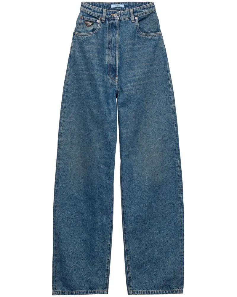 Prada Jeans mit weitem Bein - Blau Blau