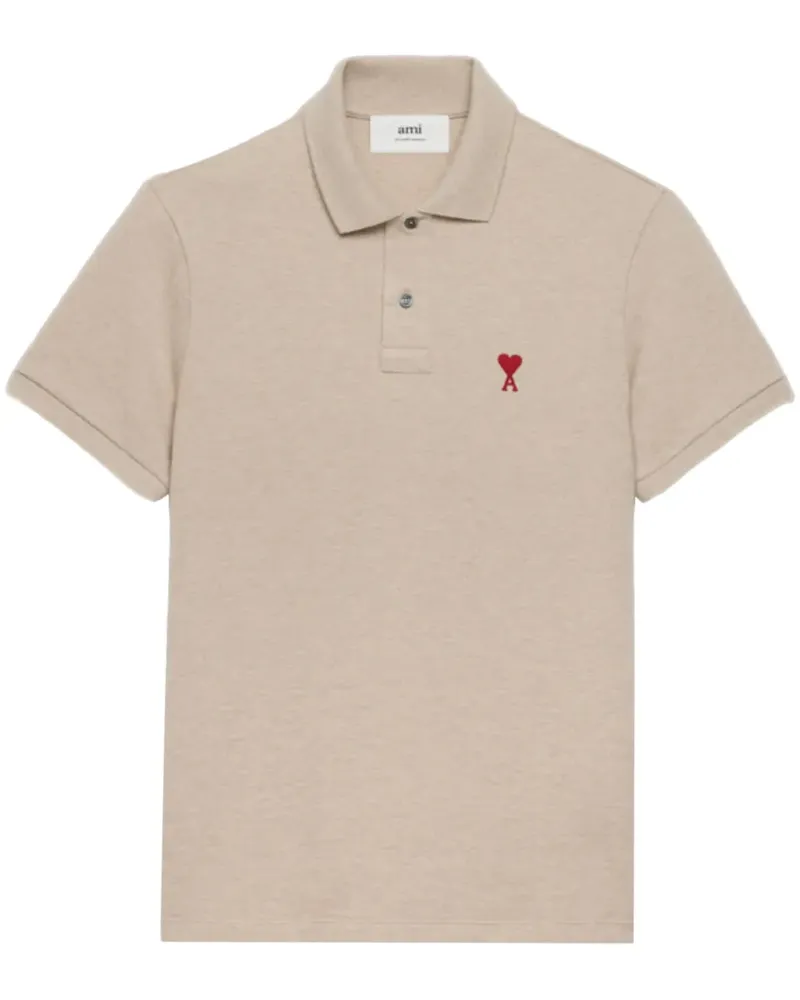 AMI Paris Poloshirt mit Monogramm-Stickerei - Nude Nude