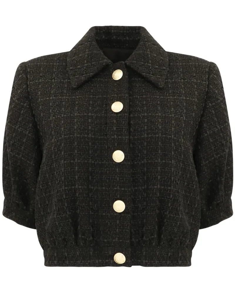 L'Agence Cove Cropped-Jacke aus Tweed - Schwarz Schwarz