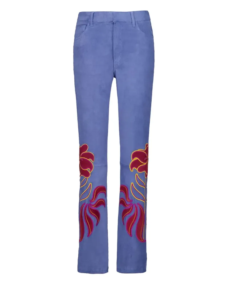 PAULA Hose mit Blumenstickerei - Blau Blau