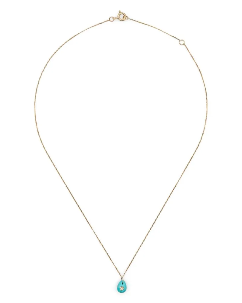 Pascale Monvoisin 9kt Orso Gelbgoldhalskette mit Türkis und Diamant Gold