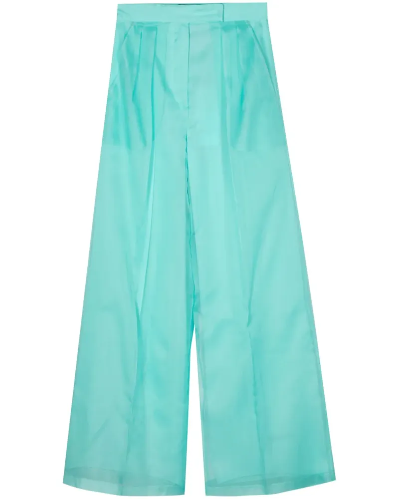 Max Mara Seidenhose mit weitem Bein - Blau Blau