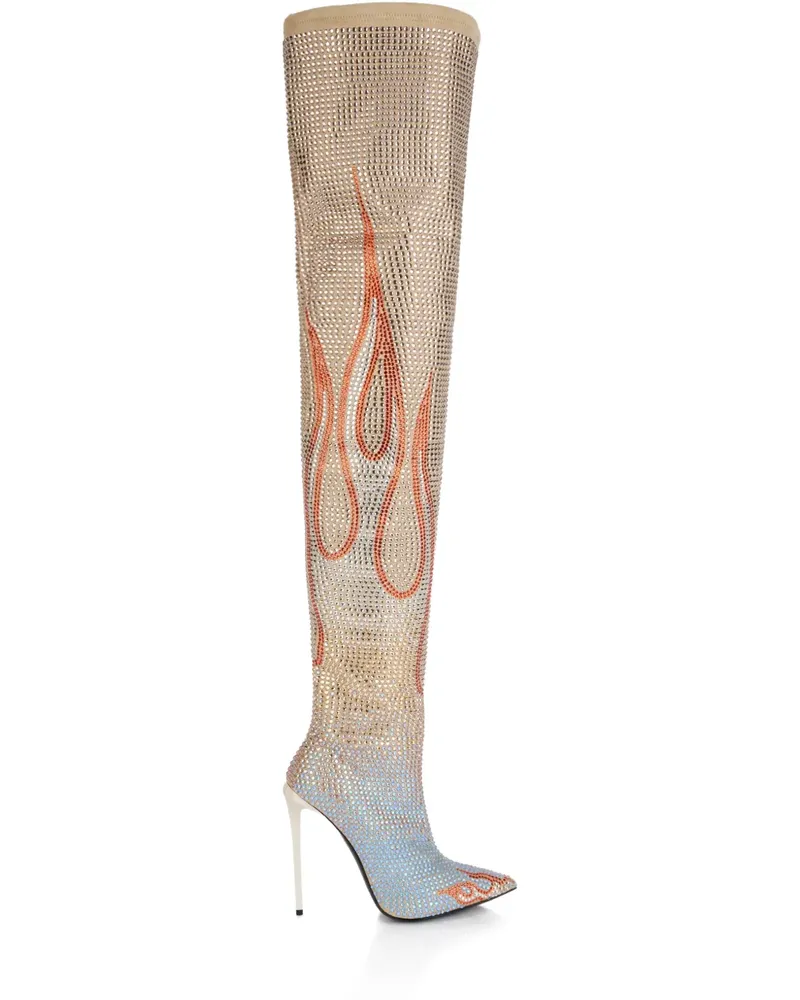 Philipp Plein Stiefel mit Flammen - Nude Nude