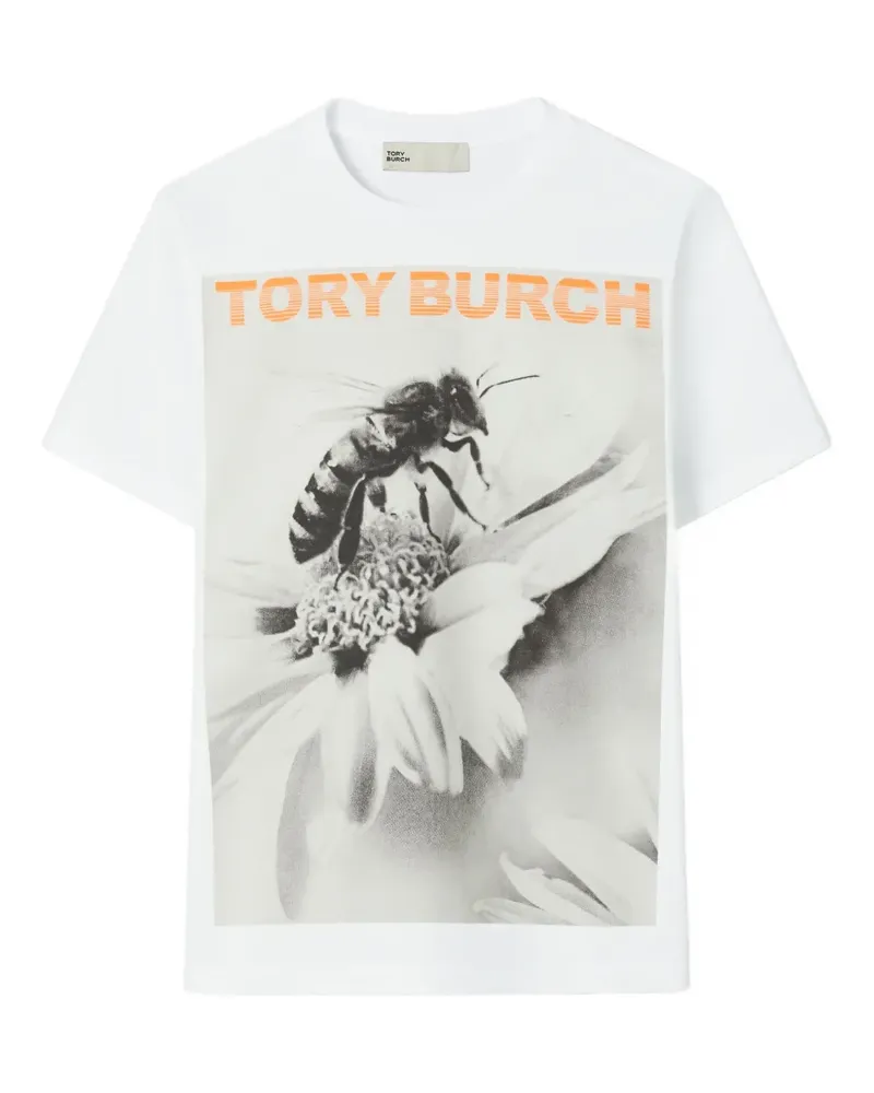 Tory Burch T-Shirt mit Bienen-Print - Weiß Weiß