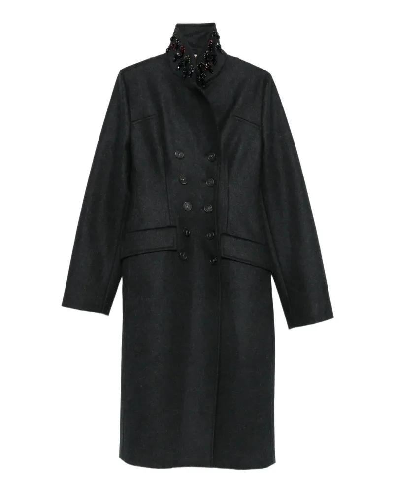 N° 21 bead-embellished double-breasted coat - Grau Grau