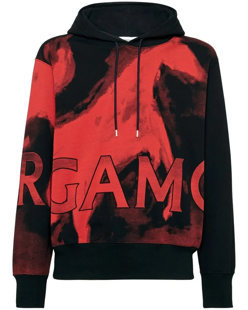 Ferragamo Hoodie mit Mustang-Print Schwarz