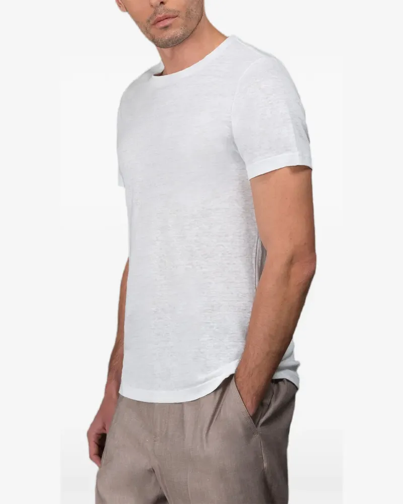 MOORER T-Shirt aus Leinen-Jersey - Weiß Weiß