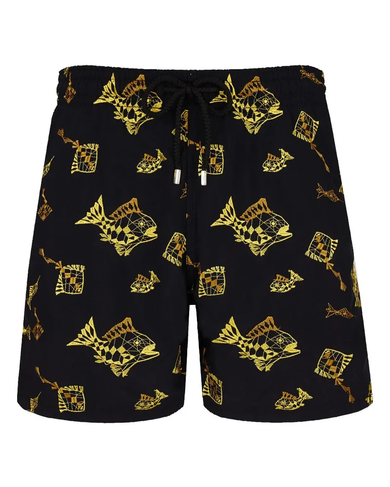 Vilebrequin Mistral Vatel Badeshorts mit Stickerei - Schwarz Schwarz