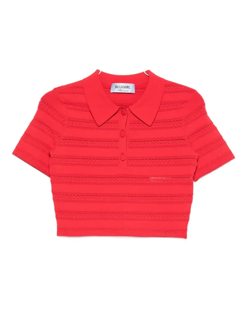 Blumarine crochet-detail polo top - Rot Rot