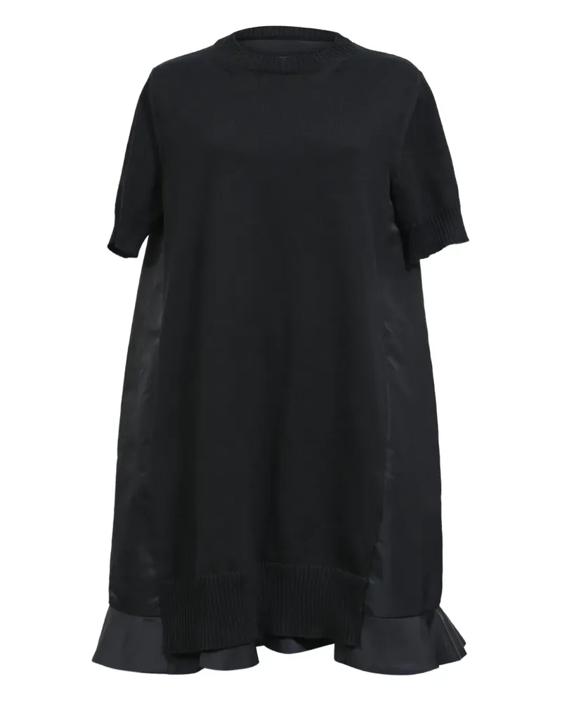 Sacai pleated hem mini dress - Schwarz Schwarz