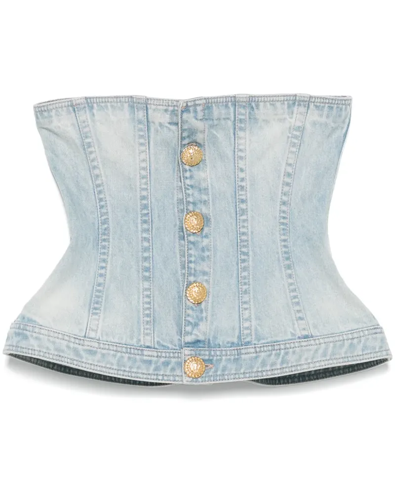 Balmain Top aus Denim - Blau Blau