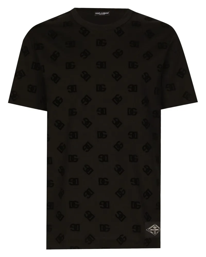 Dolce & Gabbana T-Shirt mit Monogramm-Print - Schwarz Schwarz