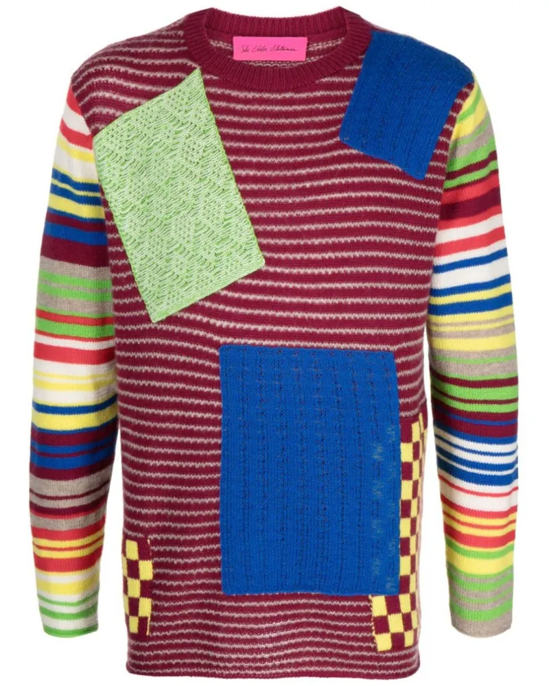 The Elder Statesman Patchwork-Pullover - Rot Rot