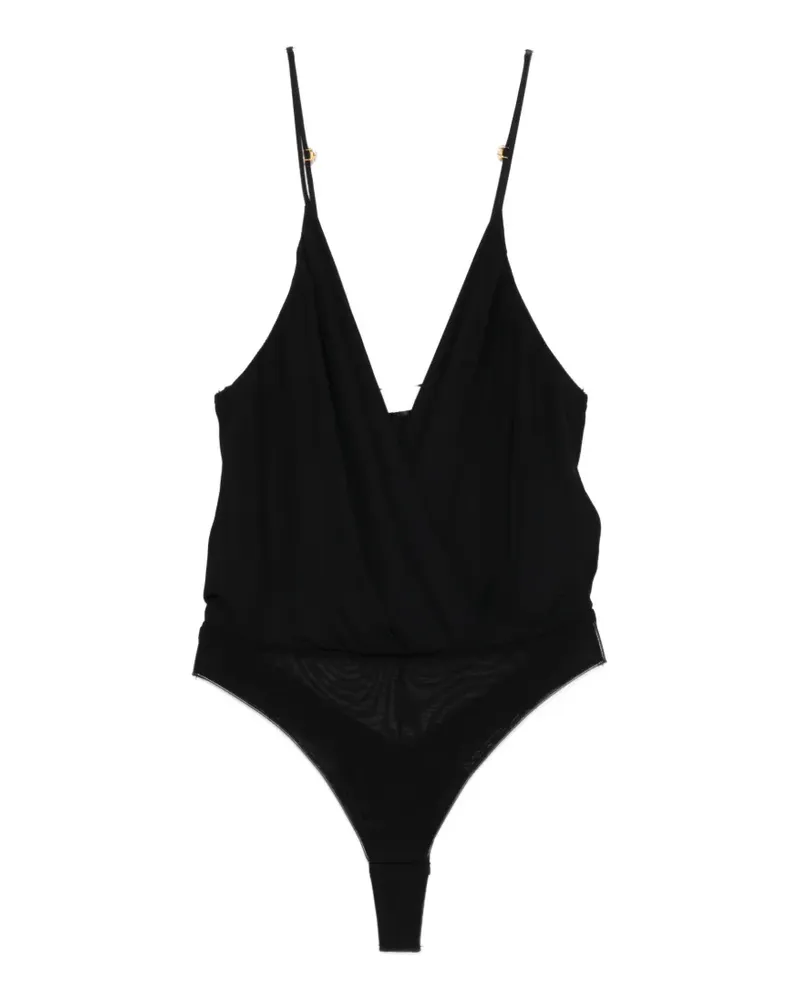 Elisabetta Franchi V-neck silk bodie - Schwarz Schwarz