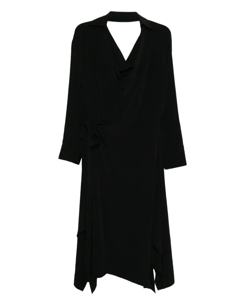 Yohji Yamamoto Asymmetrisches Wickelkleid - Schwarz Schwarz