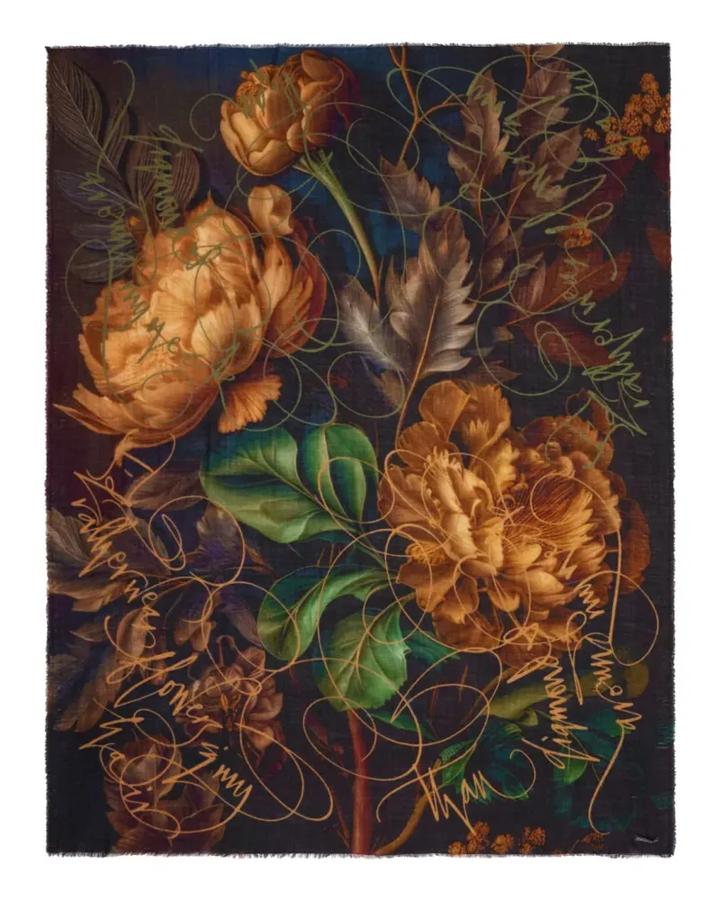Faliero Sarti x Betty Soldi Studio Schal mit Blumenprint - Schwarz Schwarz