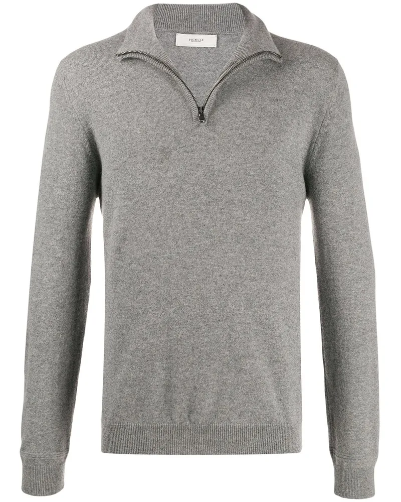 Pringle of Scotland Fein gestrickter Pullover mit Reißverschluss - Grau Grau