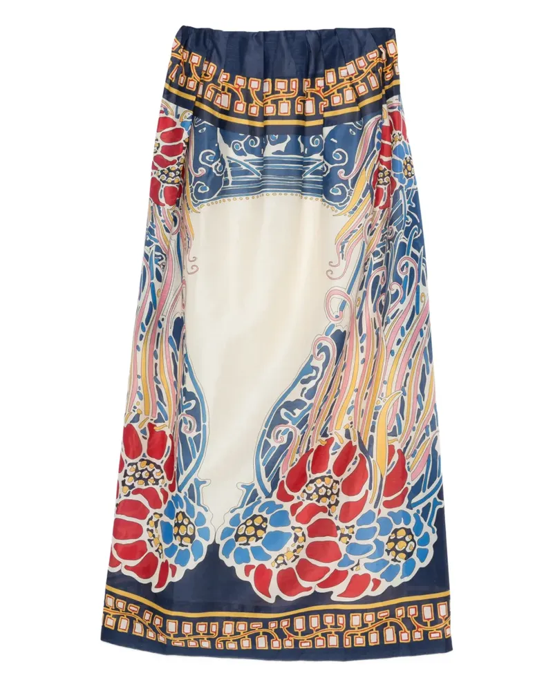 La DoubleJ geometric-pattern midi dress - Nude Nude