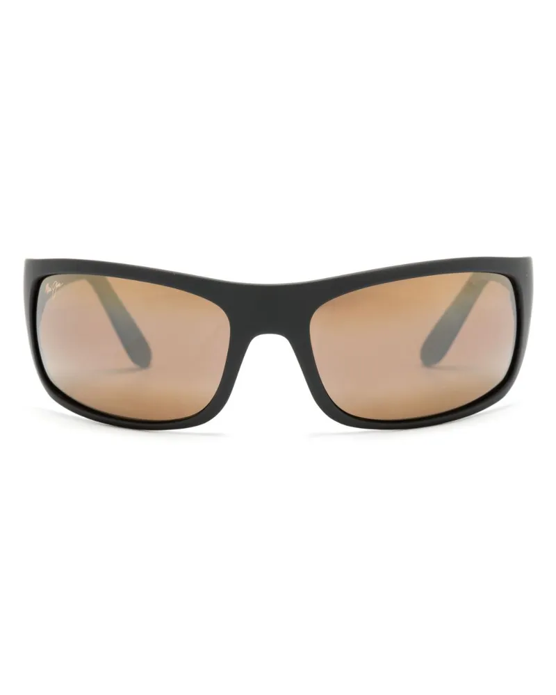 Maui Jim Peahi Sonnenbrille mit eckigem Gestell - Schwarz Schwarz