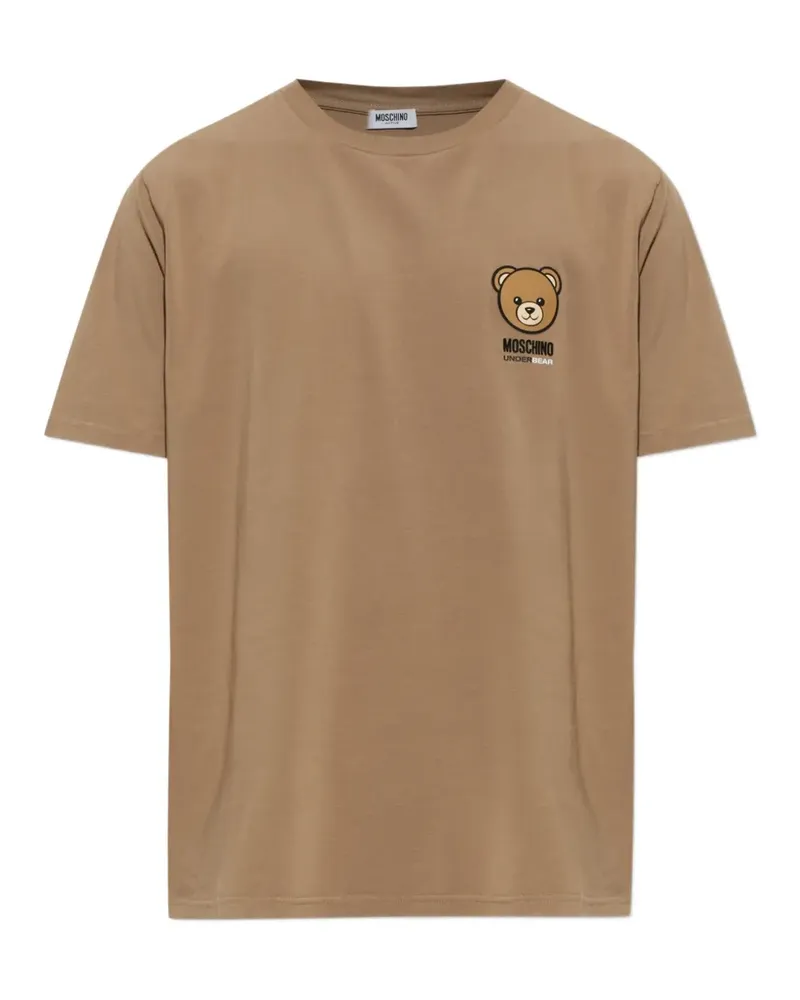 Moschino Underbear logo-patch T-shirt - Braun Braun