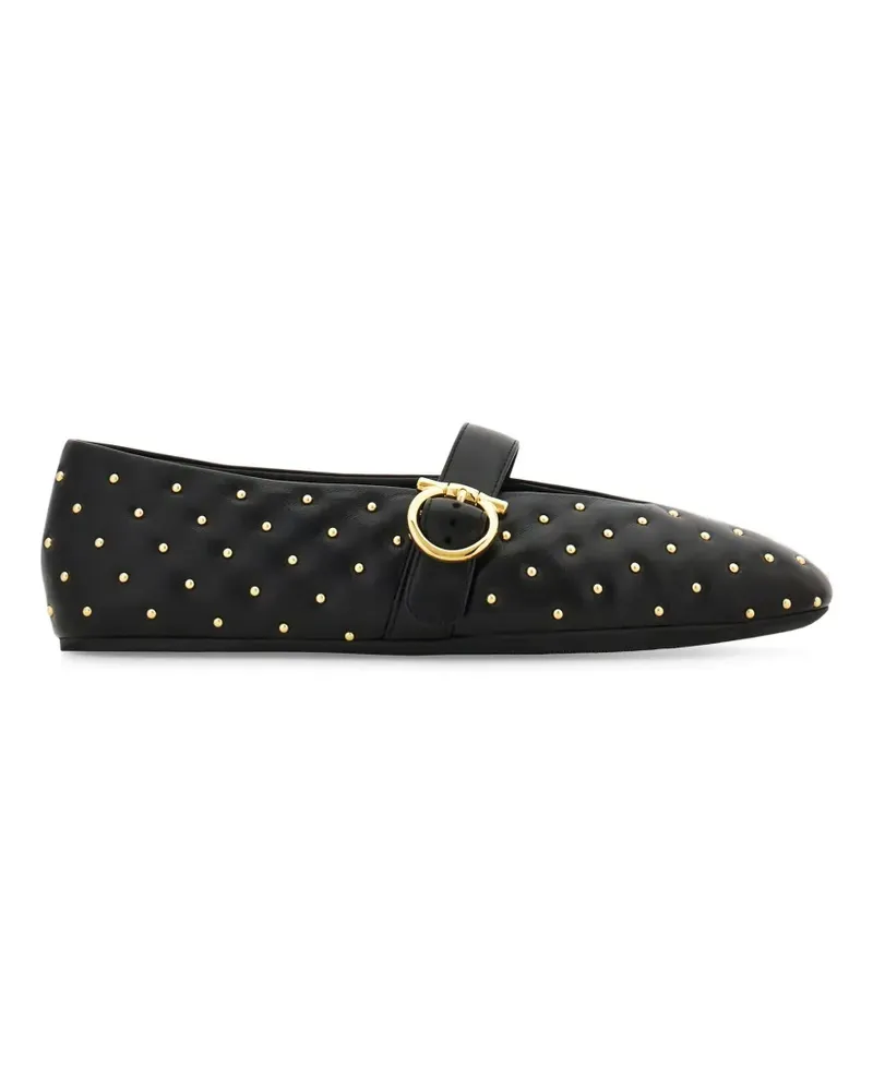 Ferragamo Studded Gancini buckle ballet flats - Schwarz Schwarz