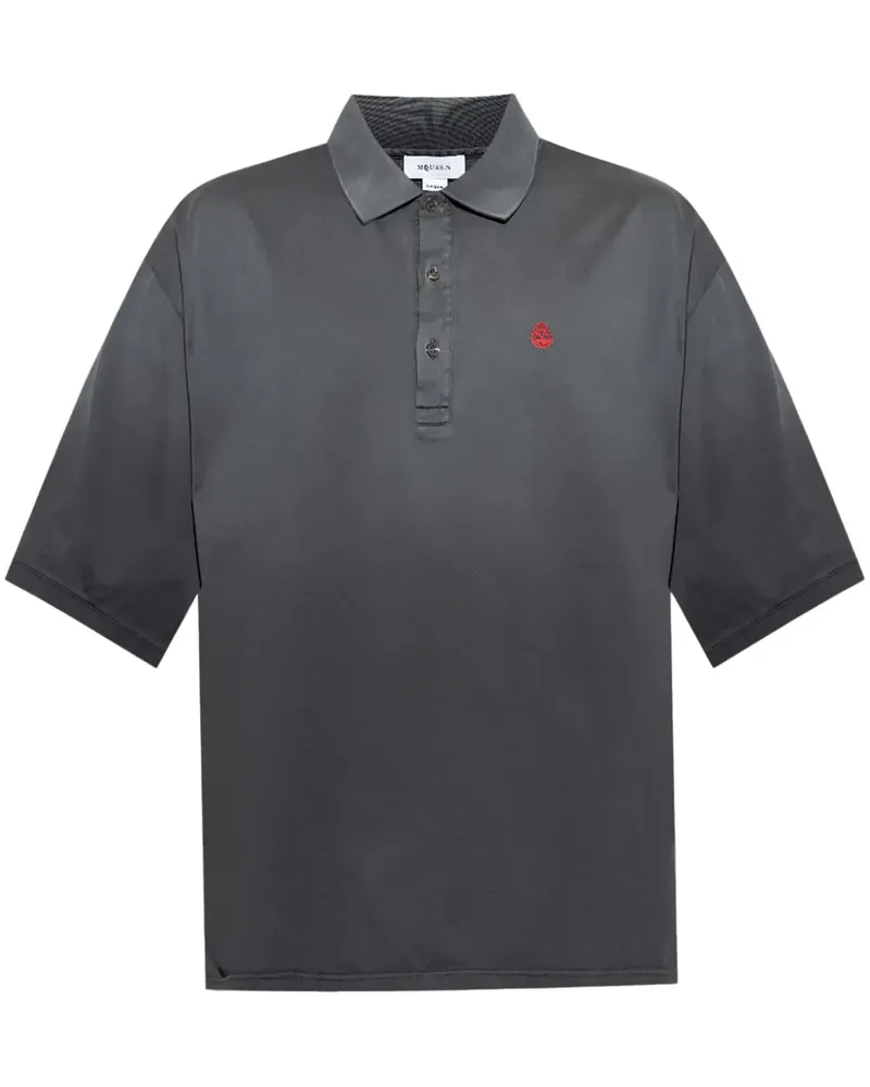 Alexander McQueen Poloshirt mit aufgesticktem Totenkopf - Grau Grau