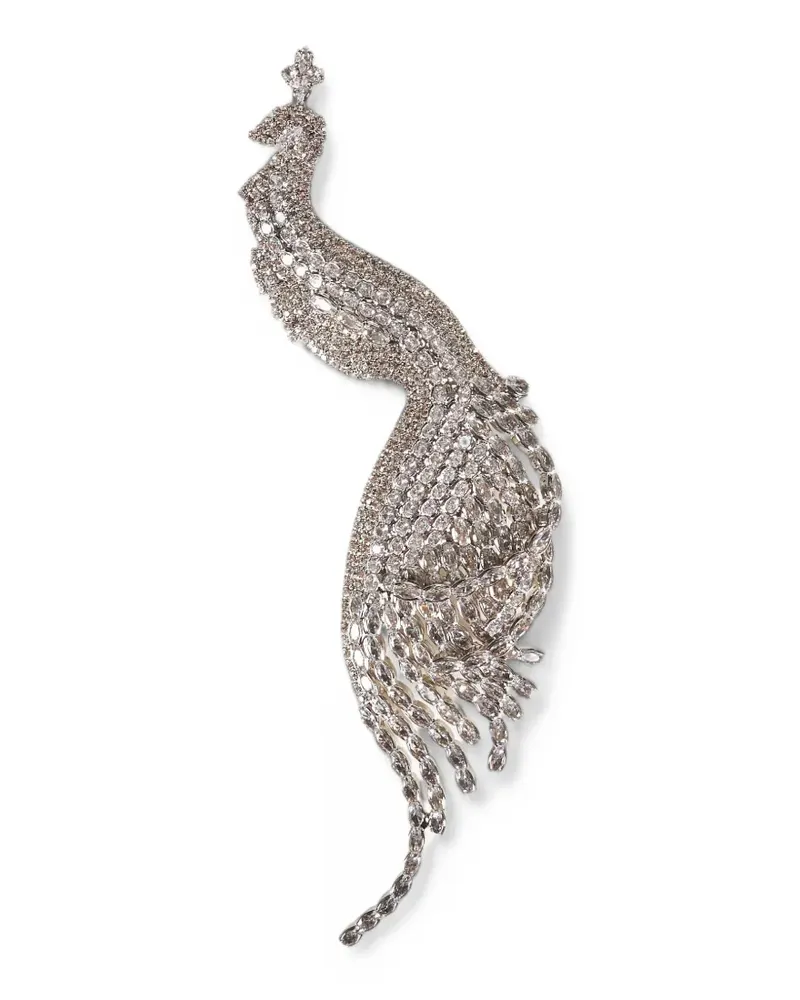 Giuseppe di Morabito Pfau-Brosche mit Kristallverzierung - Silber Silber