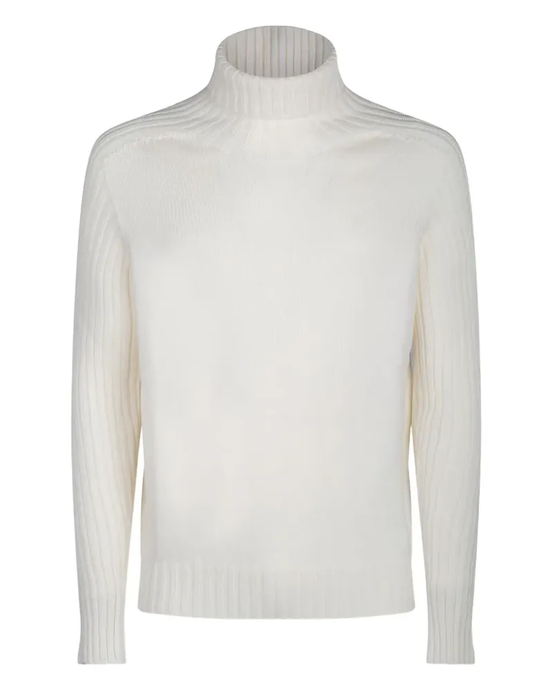 Gran Sasso Gerippter Rollkragenpullover - Weiß Weiß