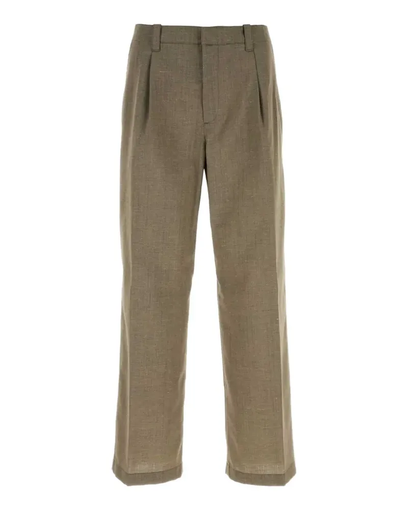 Our Legacy Still pleated melange-effect trousers - Grün Grün
