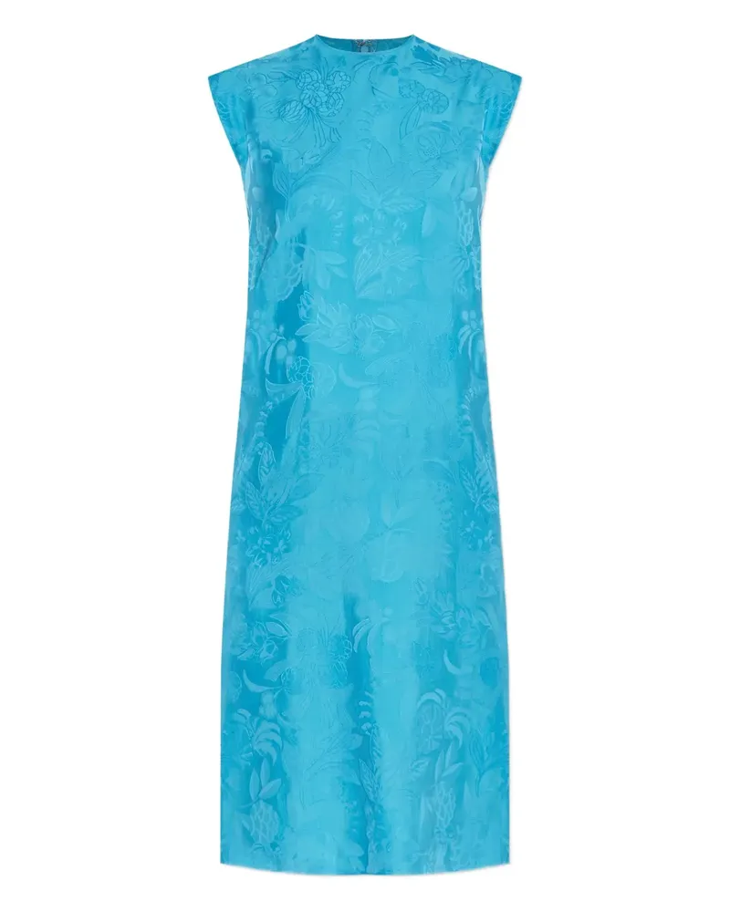 Balenciaga Ärmelloses Kleid mit Blumen-Print - Blau Blau