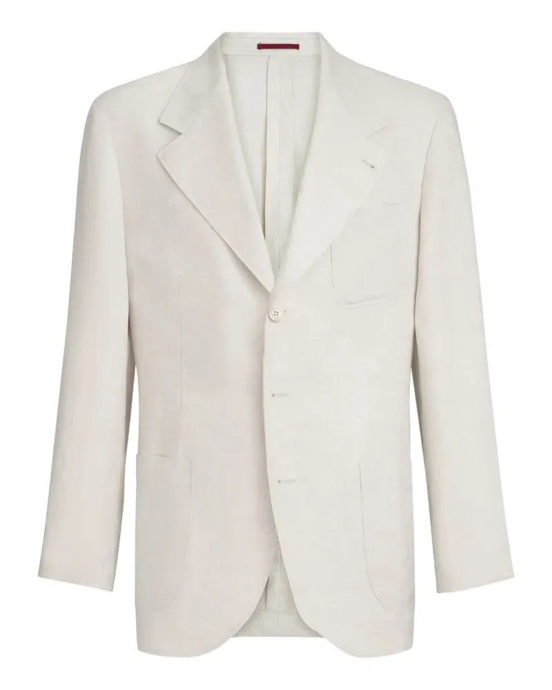 Brunello Cucinelli Ungefütterter Blazer aus Leinen-Micro-Chevron - Nude Nude