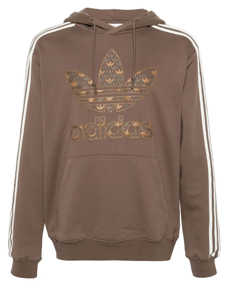 adidas Hoodie mit Trefoil-Print Braun