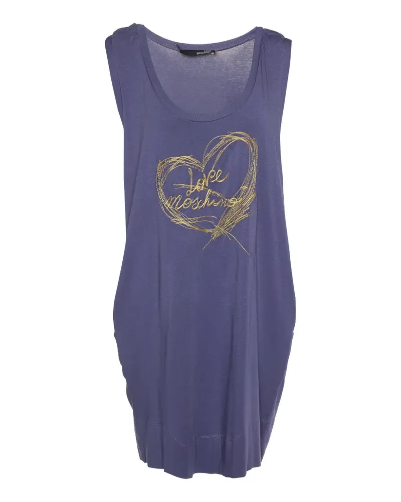 Moschino logo-embroidered sleeveless mini dress - Violett Violett