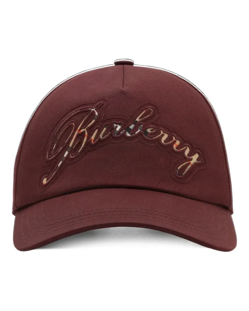Burberry Check Baseballkappe aus Gabardine mit Logo - Rot Rot