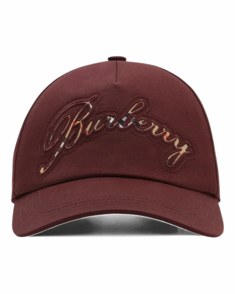 Burberry Check Baseballkappe aus Gabardine mit Logo - Rot Rot