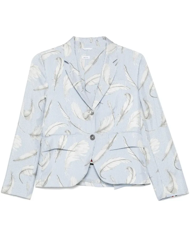 Thom Browne Seidenblazer mit Feder-Print - Blau Blau