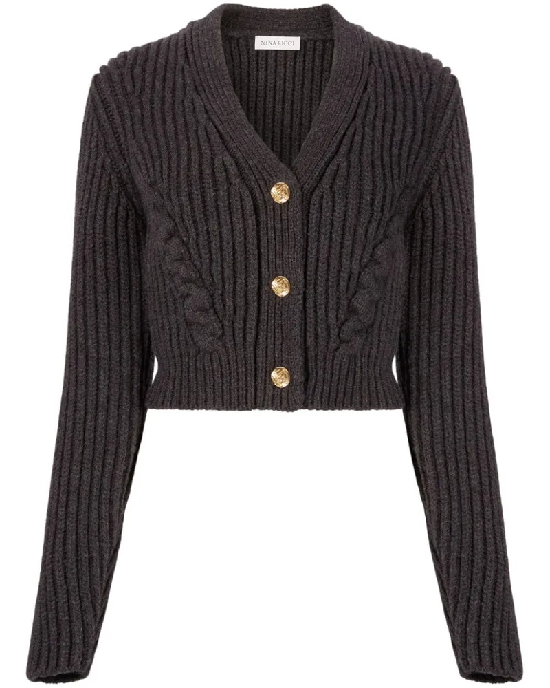 Nina Ricci Cardigan mit V-Ausschnitt Grau