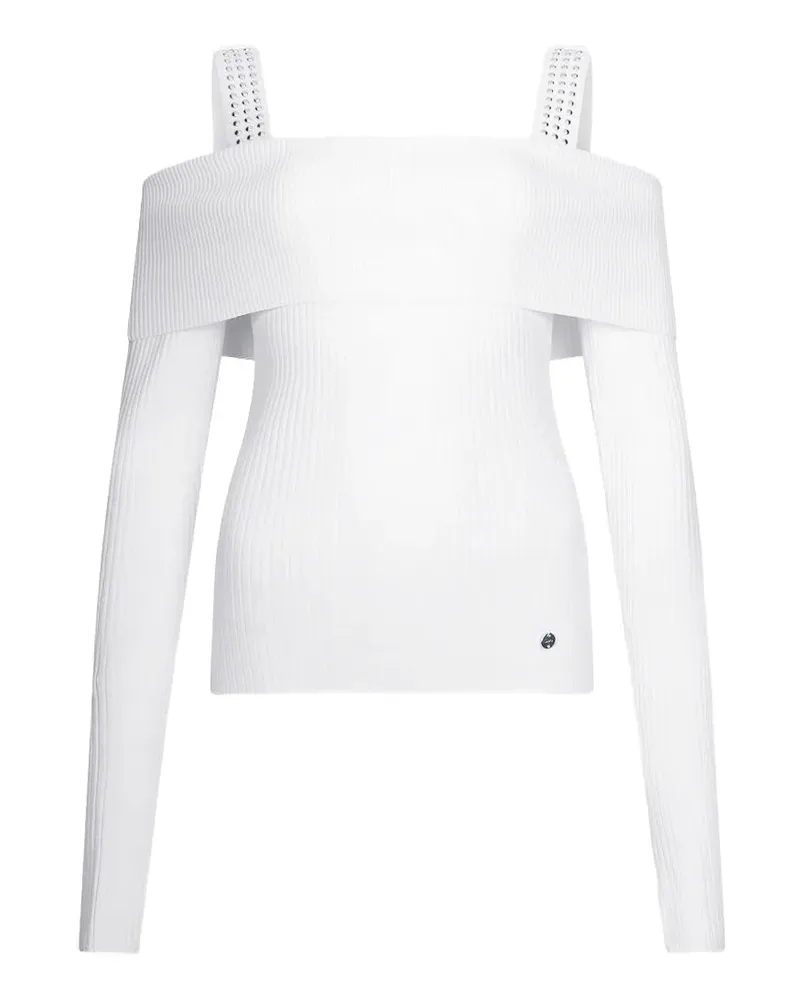 Liu Jo Schulterfreier Pullover mit Nieten - Weiß Weiß